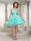 New Turquoise Prom Dress For Homecoming With Flowers Decorate