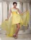 Yellow A-line One Shoulder High-low Taffeta and Chiffon Beading Prom Dress
