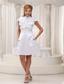 High-neck White Ruffled Decorate Bust Taffeta and Mini-length Prom / Homecoming Dress For 2013