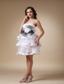 White A-line Strapless Knee-length Organza and Taffeta Hand Made Flower Prom Dress