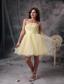 Yellow A-line Strapless Knee-length Beading and Ruch Orangza Prom Dress