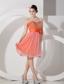 Organza Red A-line Sweetheart Knee-length Organza Ruch and Beading Prom Dress