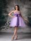 Lilac A-line Sweetheart Mini-length Organza Beading Prom / Homecoming Dress