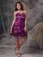 Dark Purple A-line Sweetheart Mini-length Taffeta Beading Prom Dress