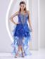 Sweetheart Beaded Royal Blue 2013 Stylish Homecoming / Cocktail Dress With Ruffles Asymmetrical