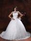 Custom Made High Neckline Wedding Dress With Chapel Train Lace Over Shirt In Cottonwood Arizona
