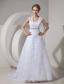 Modest A-line Straps Court Train Lace Beading Wedding Dress