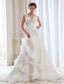 Luxurious Mermaid V-neck Court Train Organza Beading and Appliques Wedding Dress