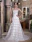 Fabulous A-line Straps Court Train Taffeta and Lace Beading Wedding Dress