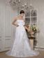 Lovely A-line Strapless Court Train Lace Sash Wedding Dress
