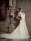Beautiful A-line V-neck Chapel Train Organza and Taffeta Appliques Wedding Dress