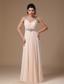 Champagne Chiffon V-neck Empire Beaded Decorate Shoulder Custom Made Prom Gowns In 2013