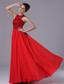 Paillette Over Skirt Chiffon High-Neck Empire Red Affordable Prom Dress