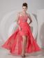 Watermelon Column Sweetheart High-low Chiffon Beading Prom / Evening Dress