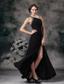 Black Empire One Shoulder Floor-length Chiffon Beading Prom / Evening Dress
