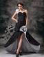Black Mermaid One Shoulder Brush Train Taffeta Ruch Prom / Evening Dress