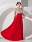 Red Empire Straps Floor-length Taffeta Beading and Ruch Prom Dress