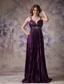 Purple Column Spaghetti Straps Floor-length Elastic Wove Satin Beading Prom Dress