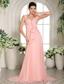 Baby Pink Straps Hand Made Flowers Stylish Prom Gowns With Brush Train In West Virginia