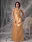 Gold Empire One Shoulder Floor-length Taffeta Appliques Prom Dress