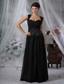 Davenport Iowa Beaded Decorate Wasit Black Chiffon Floor-length Modest Style For 2013 Prom / Pageant Dress