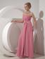 Pink Column Strapless Floor-length Chiffon Beading Prom Dress