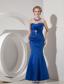 Blue Mermaid Sweetheart Ankle-length Taffeta Beading Prom Dress