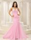 Mermaid V-neck Beaded Decorate Shoulder Ruched Bodice For Romantic Prom Dress