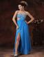 Teal Beaded Decorate Bust Stylish Prom Dress With Strapless Chiffon In La Esmeralda