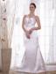 Silver Column/Sheath V-neck Court Train Elastic Woven Satin Beading and Ruch Prom Dress