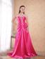 Hot Pink Empire Sweetheart Sweep / Brush Train Taffeta Beading Prom Dress