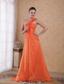 Orange Empire One Shoulder Sweep/Brush Train Chiffon Prom Dress