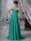 Iowa Falls Iowa Ruched Decorate Bodice Brush Train Turquoise Blue Chiffon Strapless Prom / Evening Dress For 2013