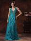 Halter Turquoise Brush Train Prom Dress With Appliques Decorate In Auburn Alabama