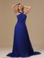 Battle Creek V-neck Brush Train Royal Blue Pleat 2013 Prom / Evening Dress
