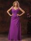 Purple Straps Ruched Bodice Discount Prom Dress Floor-length