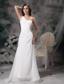 White A-line One Shoulder Brush Train Chiffon and Taffeta Beading and Ruch Prom Dress
