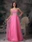 Pink Empire Sweetheart Brush Train Taffeta and Tulle Beading Prom Dress