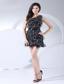Ruffles Decorate Bodice Black Organza Mini-length One Shoulder 2013 Prom Dress