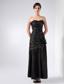 Fashionable Black Column Strapless Beading Prom Dress Ankle-length Taffeta