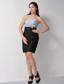 Sliver and Black Column Strapless Mini-length Taffeta Homecoming Dress