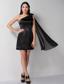 Black Column One Shoulder Mini-length Taffeta Bridesmaid Dress