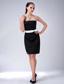 Black Column Strapless Mini-length Satin Bow Bridesmaid Dress
