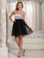 Special Fabric A-line Sequins Decorate Bust Strapless Online Black and Sliver Prom Dress 2013