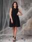 Black Empire High-neck Knee-length Chiffon Lace Prom Dress