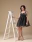 Black A-line Straps Mini-length Organza Beading Prom Dress