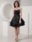 Black A-Line / Princess Sweetheart Mini-length Organza Beading Prom Dress