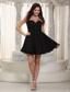 Black A-line Sweetheart Mini-length Chiffon Beading Prom / Homecoming Dress