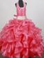 Beading and Ruffles Decorate Bodice Sweet Ball Gown Little Girl Pageant Dress Halter Top Floor-length