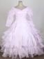 Baby Pink 2013 Popular Flower Girl Pageant Dress With Long Sleeves Embroidery and Ruffled Layers Decorate